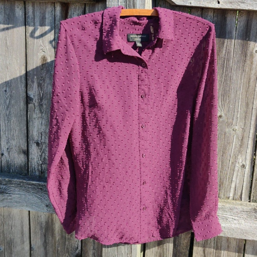 Banana Republic purple sheer Button Down Women's Small